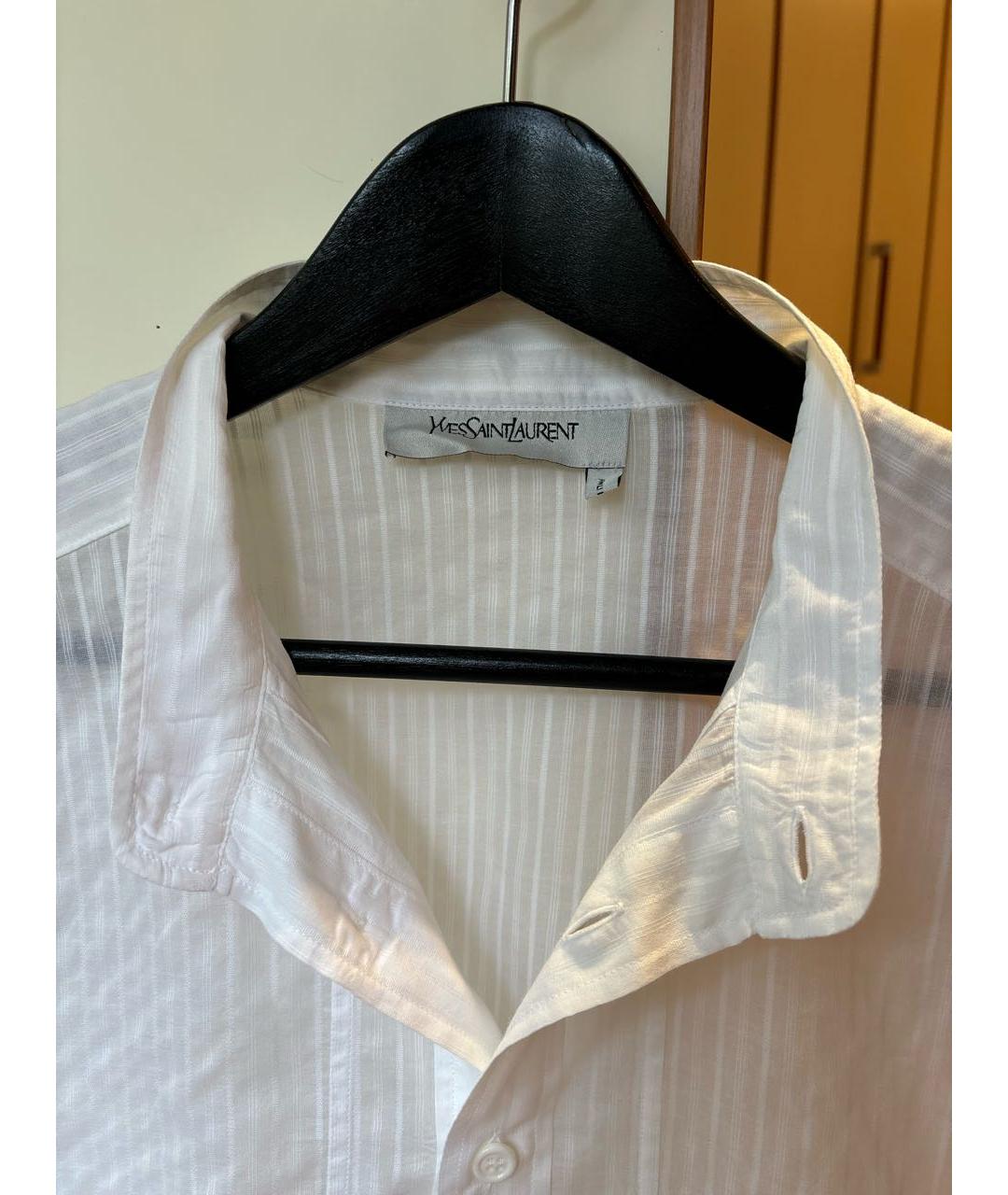 SAINT LAURENT Белая хлопковая кэжуал рубашка, фото 3