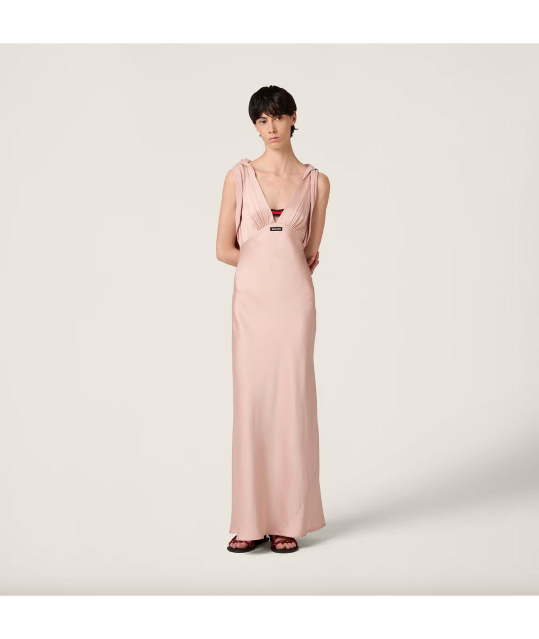 MIU MIU Розовое ацетатное вечернее платье, фото 2