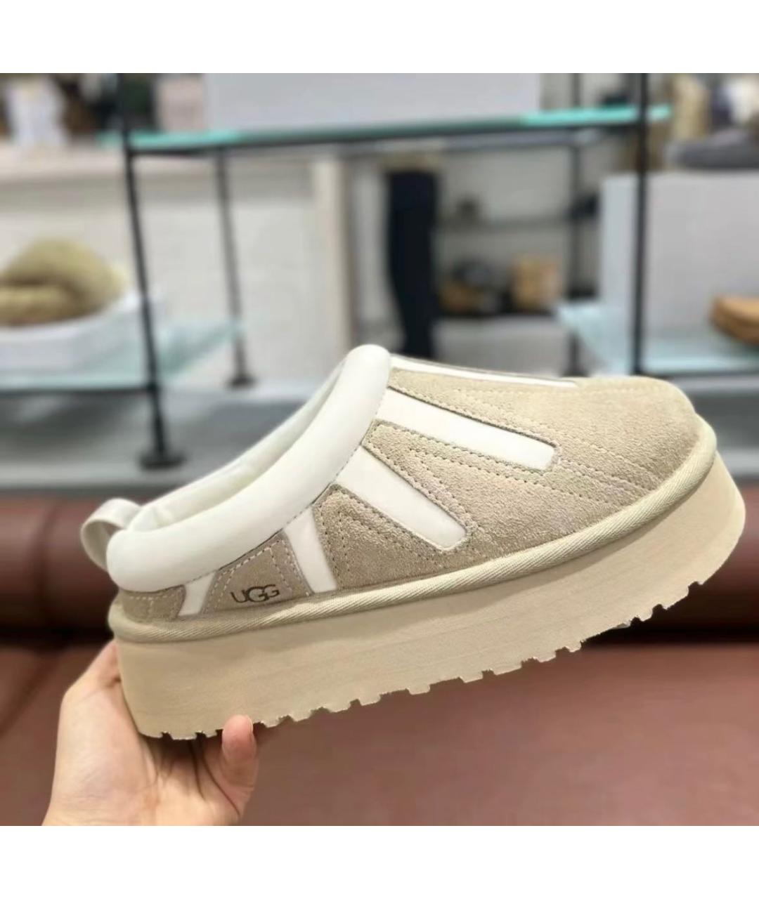 UGG AUSTRALIA Бежевые замшевые сабо, фото 4