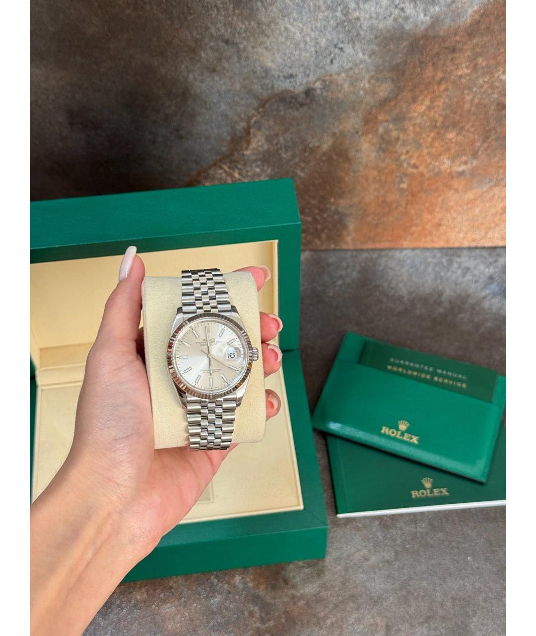 ROLEX Серые часы из белого золота, фото 5