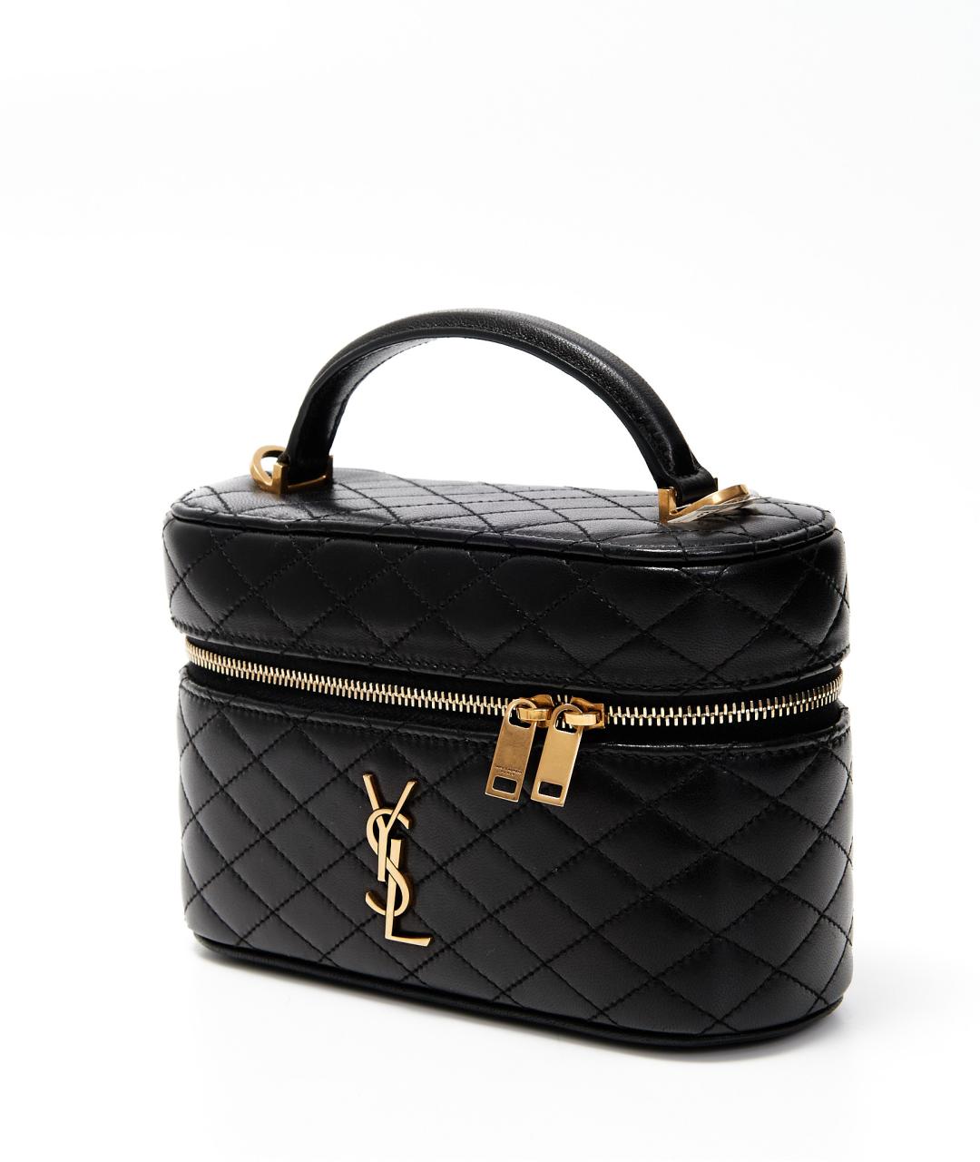 SAINT LAURENT Черная кожаная сумка через плечо, фото 2