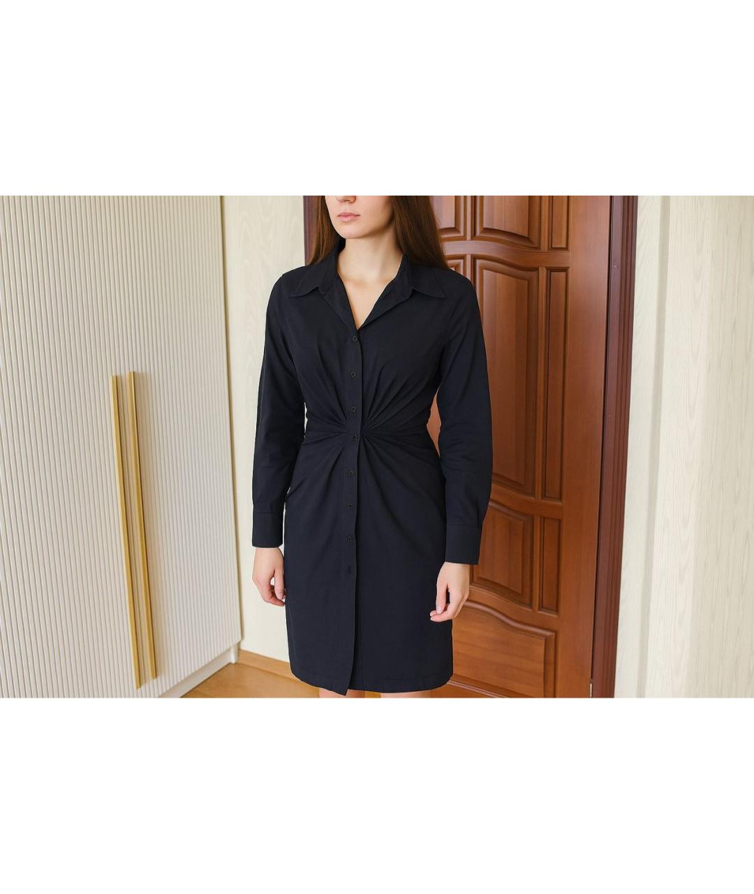 SAINT LAURENT Черное хлопковое повседневное платье, фото 2