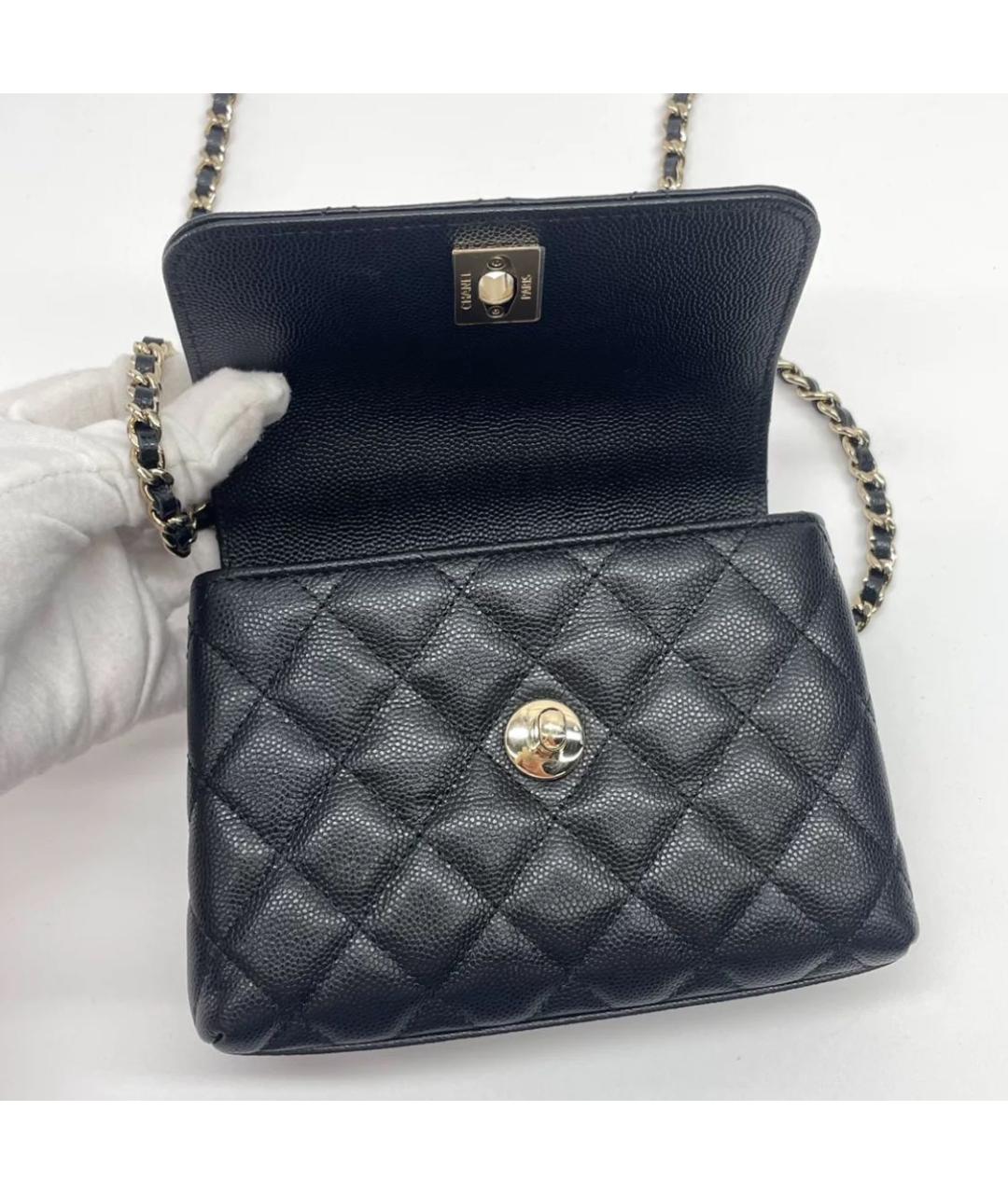 CHANEL Черная кожаная сумка через плечо, фото 6