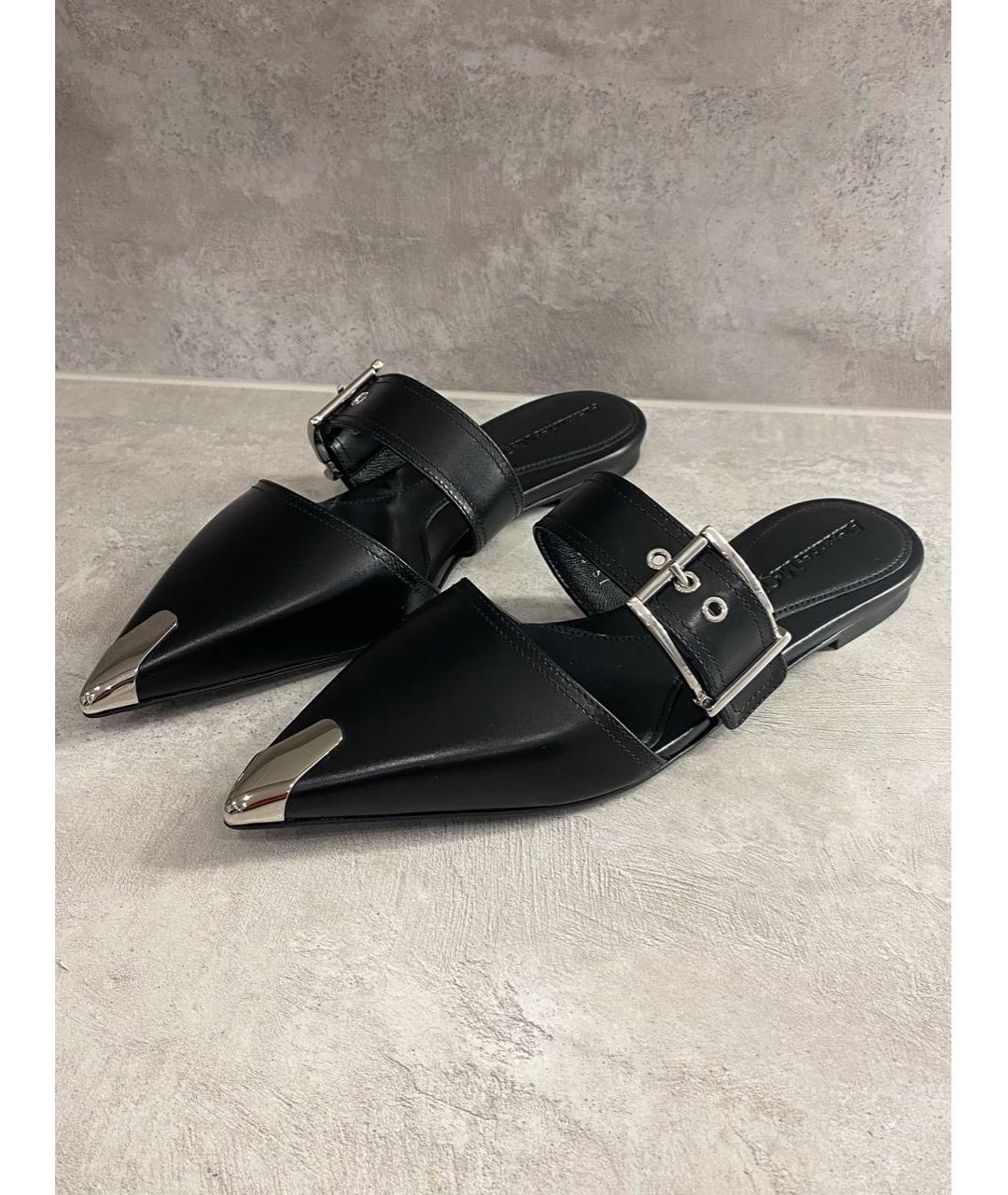 ALEXANDER MCQUEEN Черные кожаные мюли, фото 3