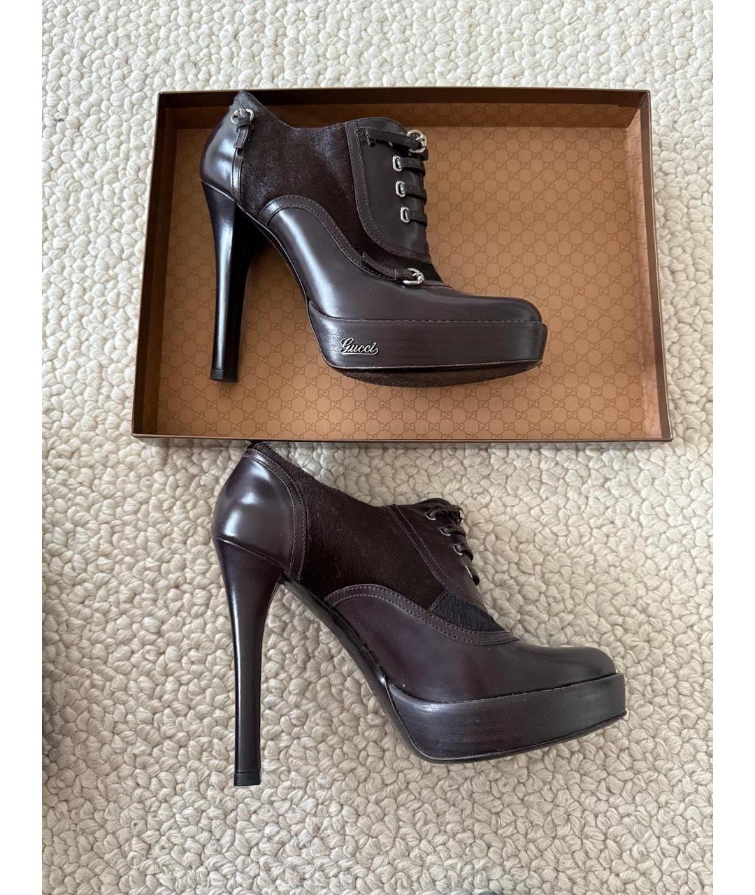 GUCCI Коричневые кожаные ботильоны, фото 3