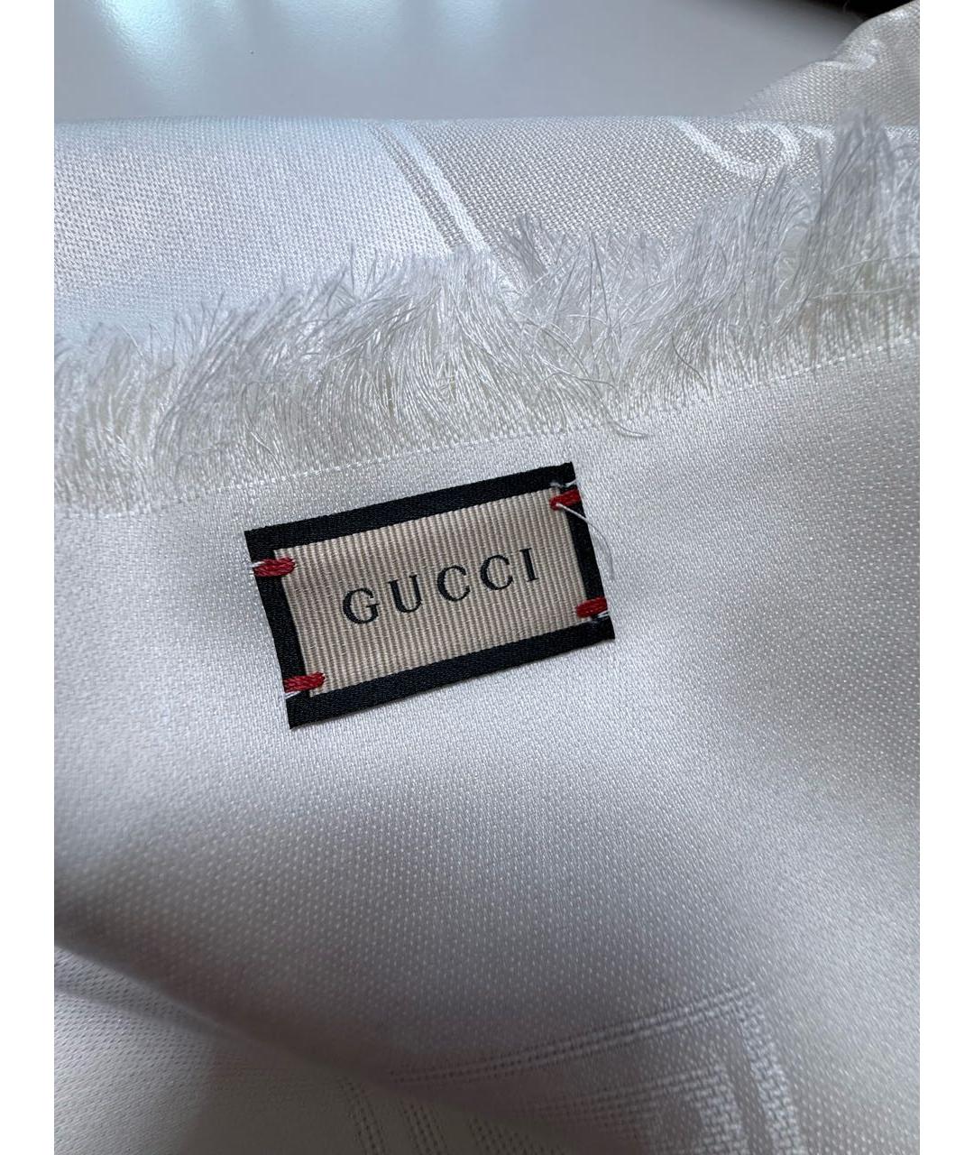 GUCCI Белый шерстяной платок, фото 7