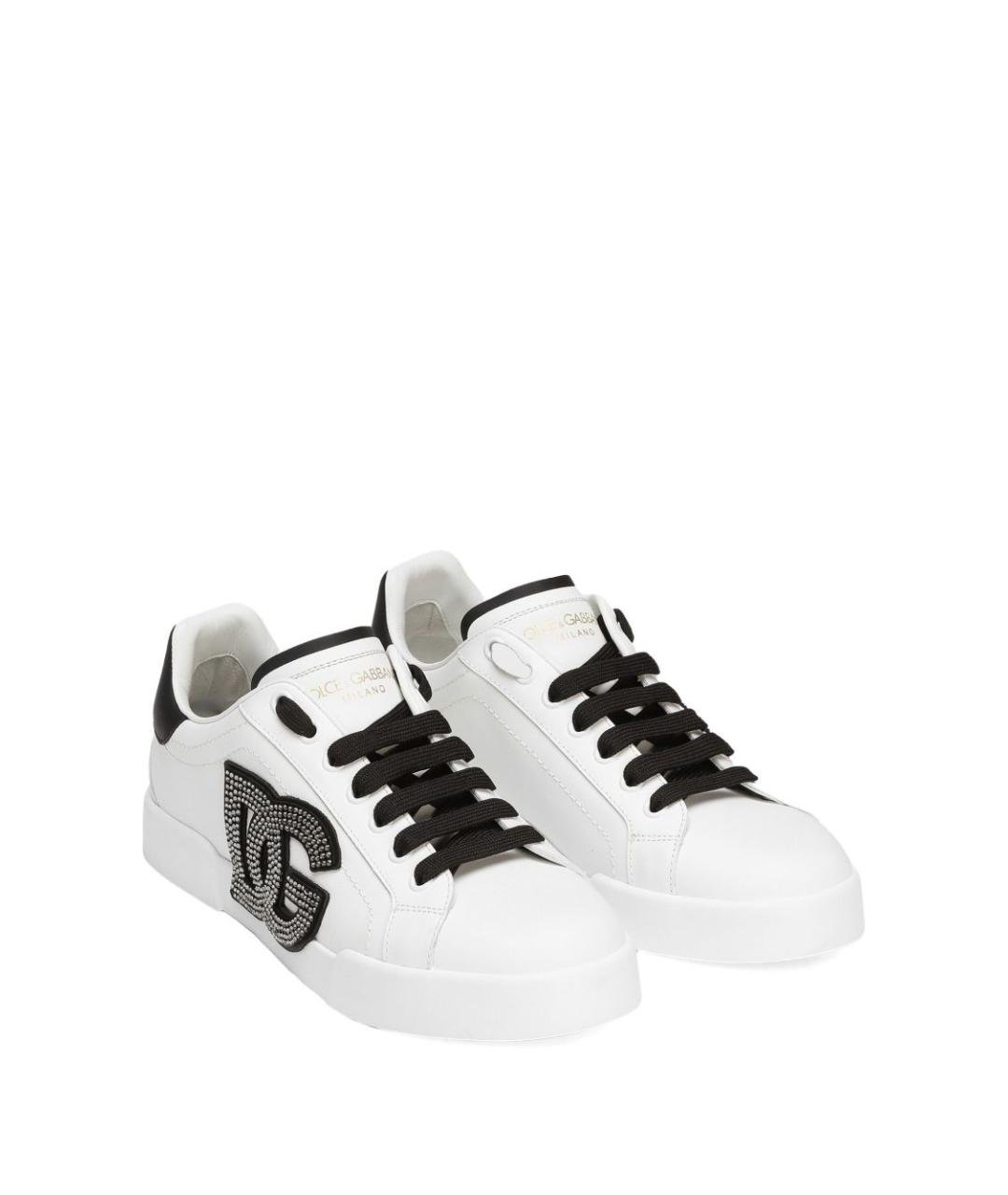 DOLCE&GABBANA Белые кожаные кеды, фото 2