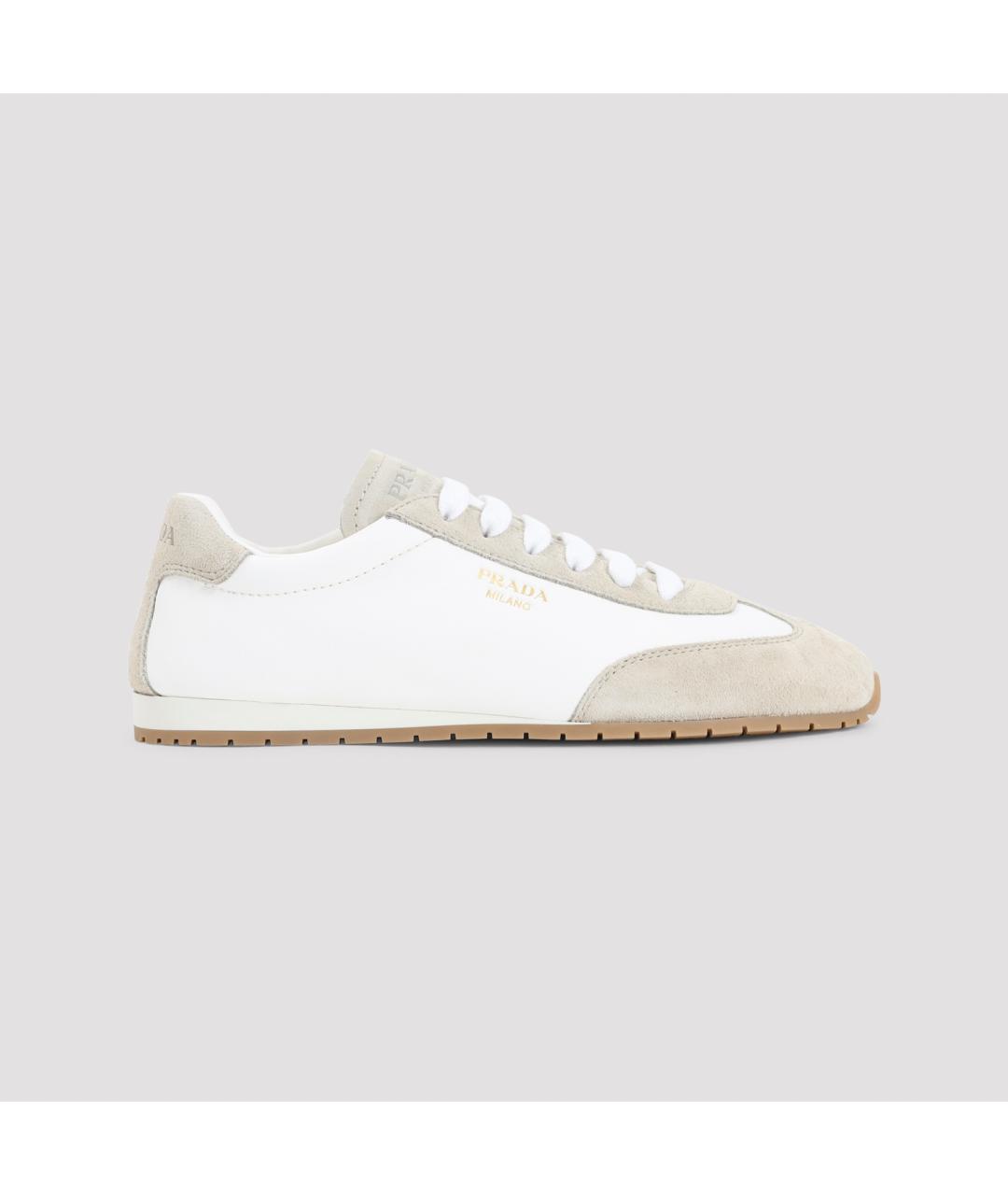 PRADA Бежевые кожаные кроссовки, фото 3