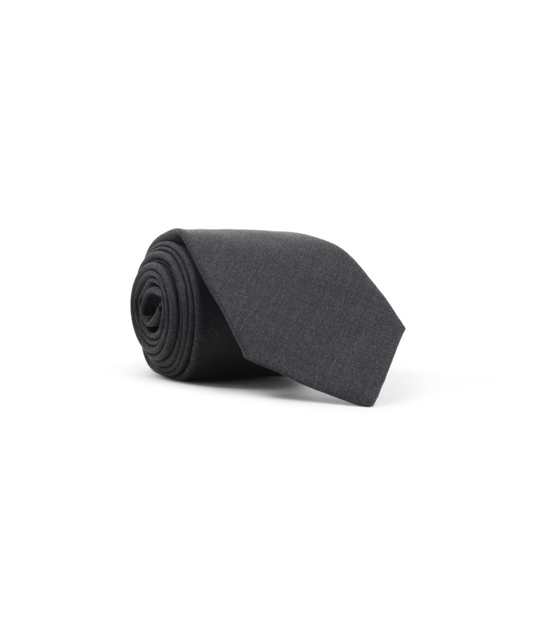 KITON Антрацитовый шерстяной галстук, фото 1