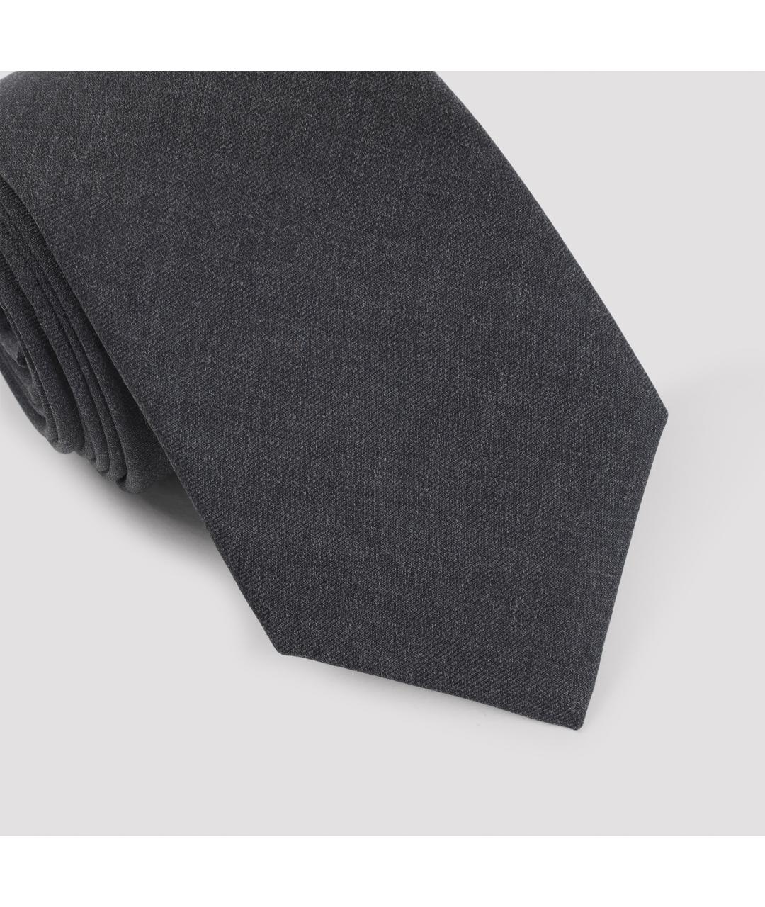KITON Антрацитовый шерстяной галстук, фото 4