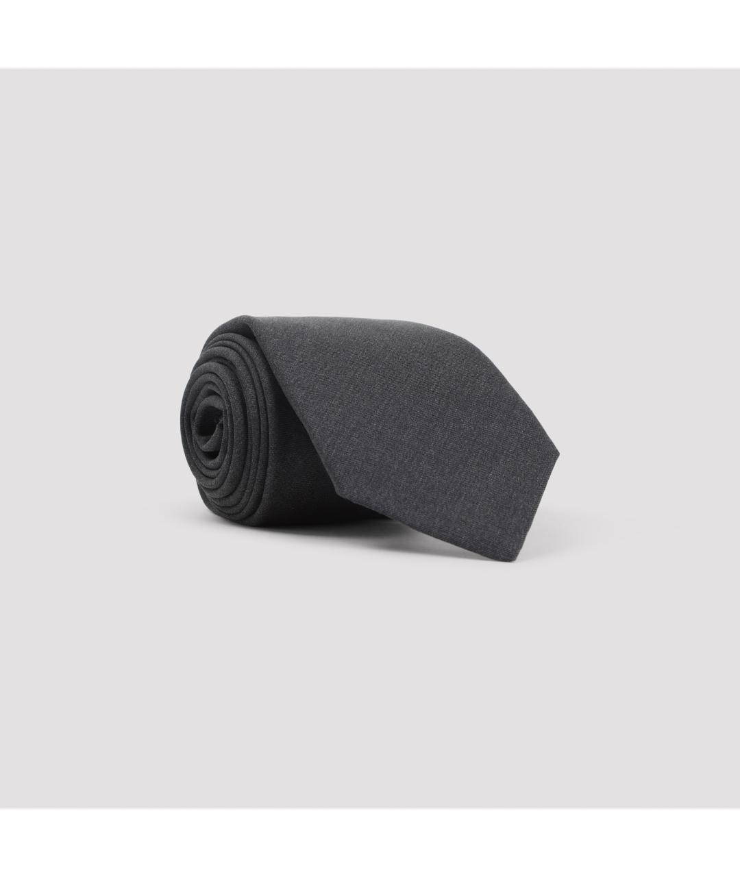 KITON Антрацитовый шерстяной галстук, фото 2