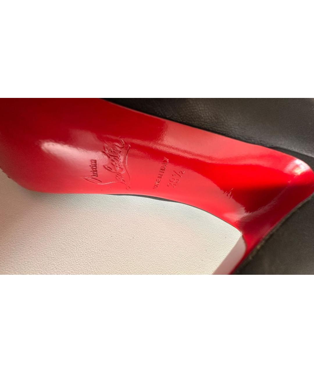 CHRISTIAN LOUBOUTIN Черные кожаные ботфорты, фото 5
