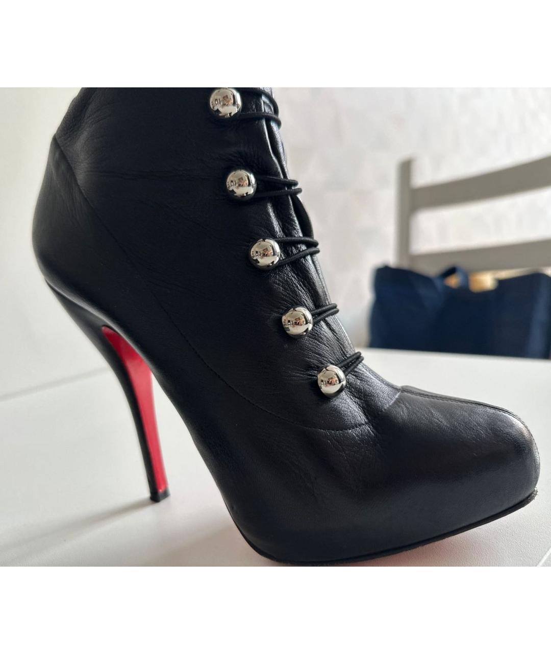 CHRISTIAN LOUBOUTIN Черные кожаные ботфорты, фото 3