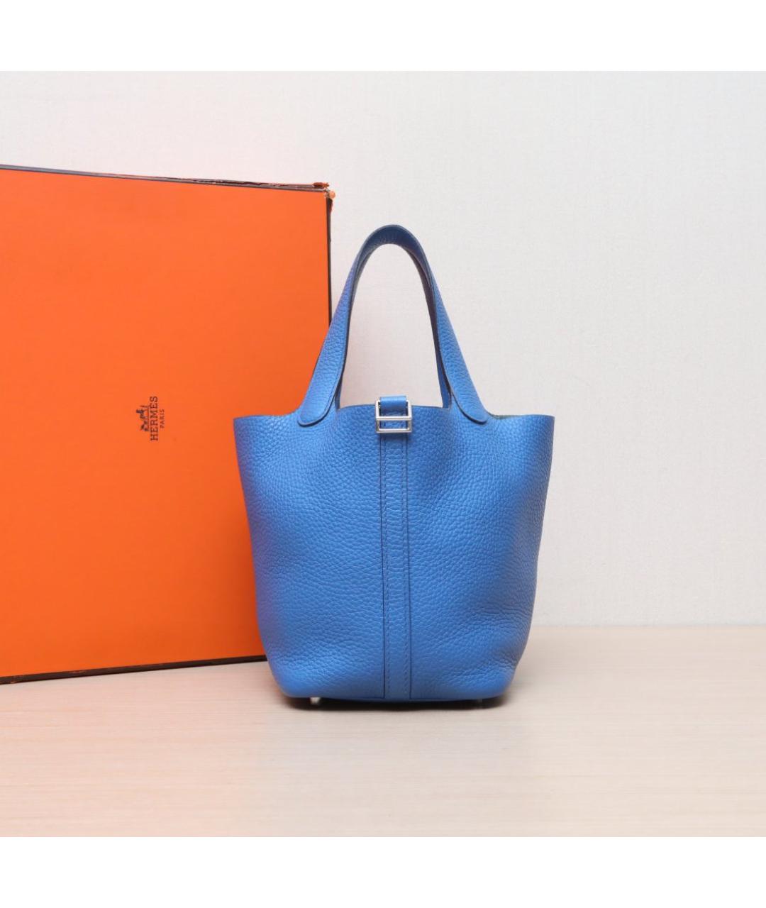 HERMES Синяя кожаная сумка тоут, фото 2