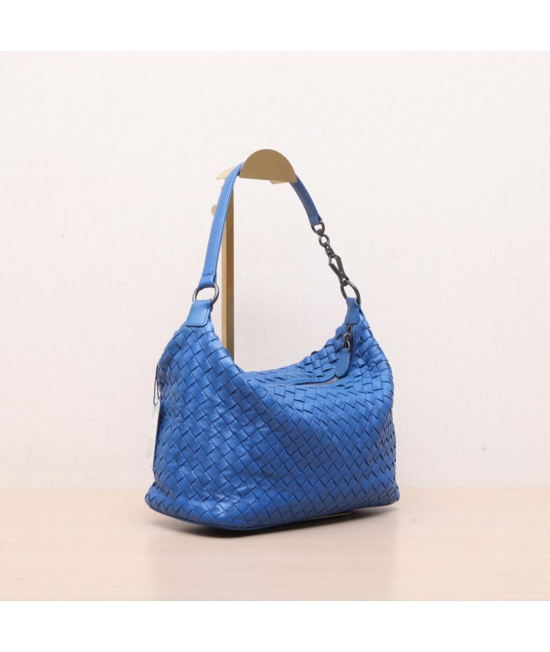 BOTTEGA VENETA Синяя кожаная сумка через плечо, фото 6
