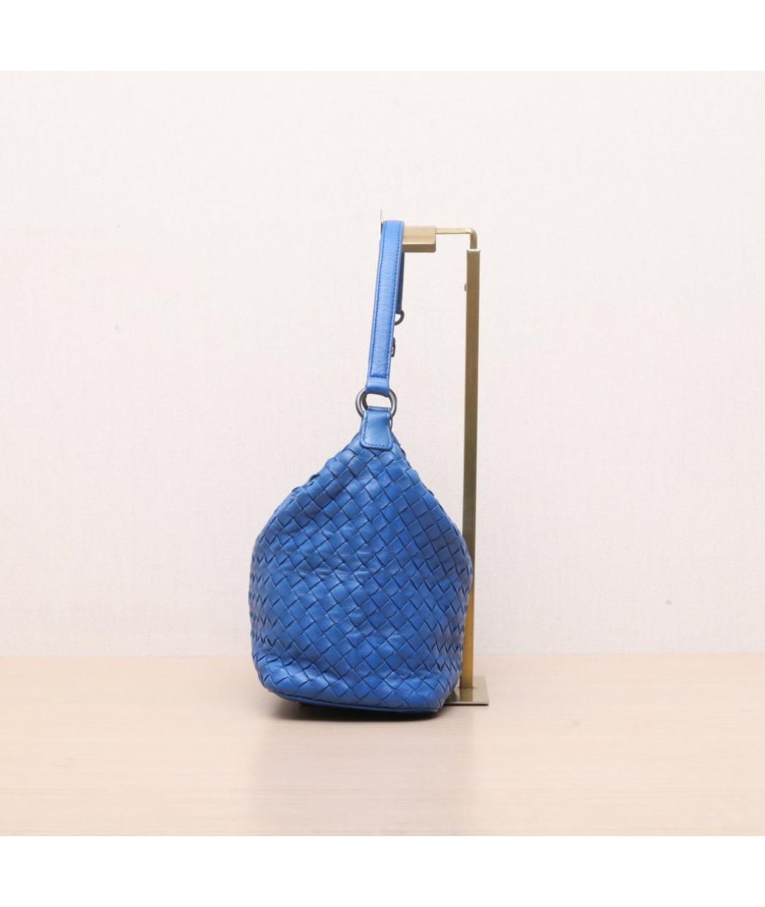 BOTTEGA VENETA Синяя кожаная сумка через плечо, фото 5
