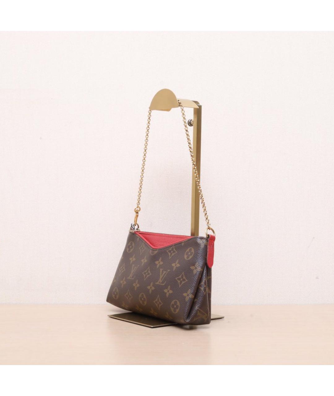 LOUIS VUITTON Коричневая кожаная сумка через плечо, фото 4