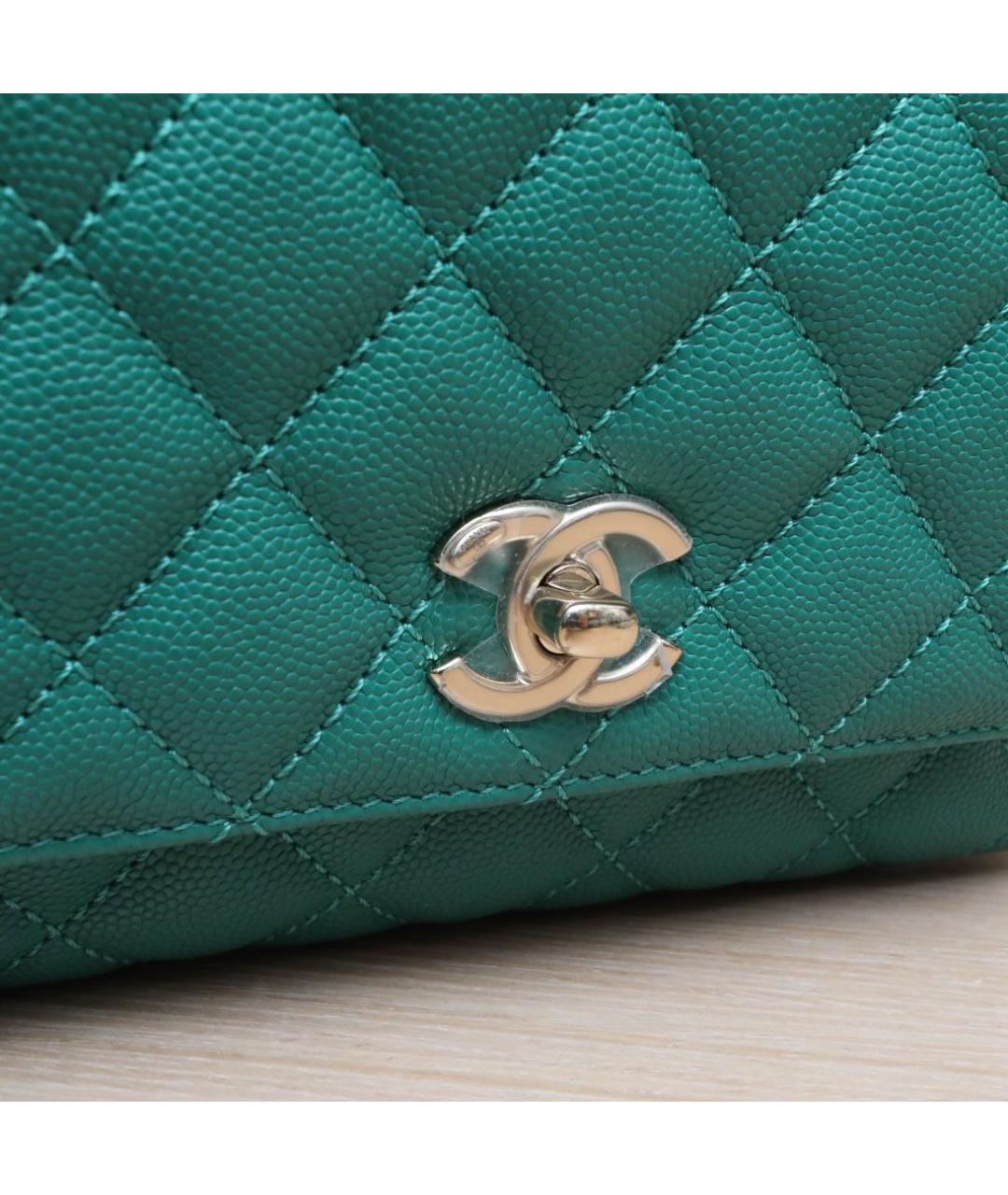 CHANEL Зеленая кожаная сумка через плечо, фото 8