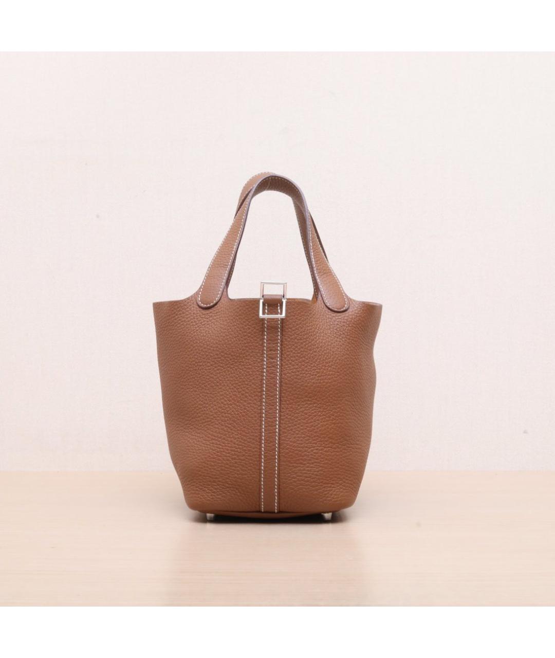 HERMES Коричневая кожаная сумка тоут, фото 3