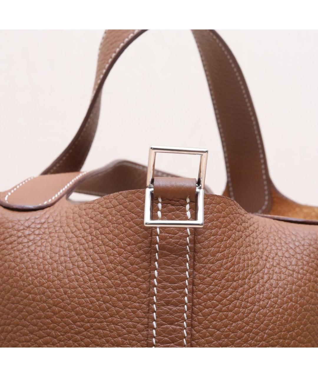 HERMES Коричневая кожаная сумка тоут, фото 8