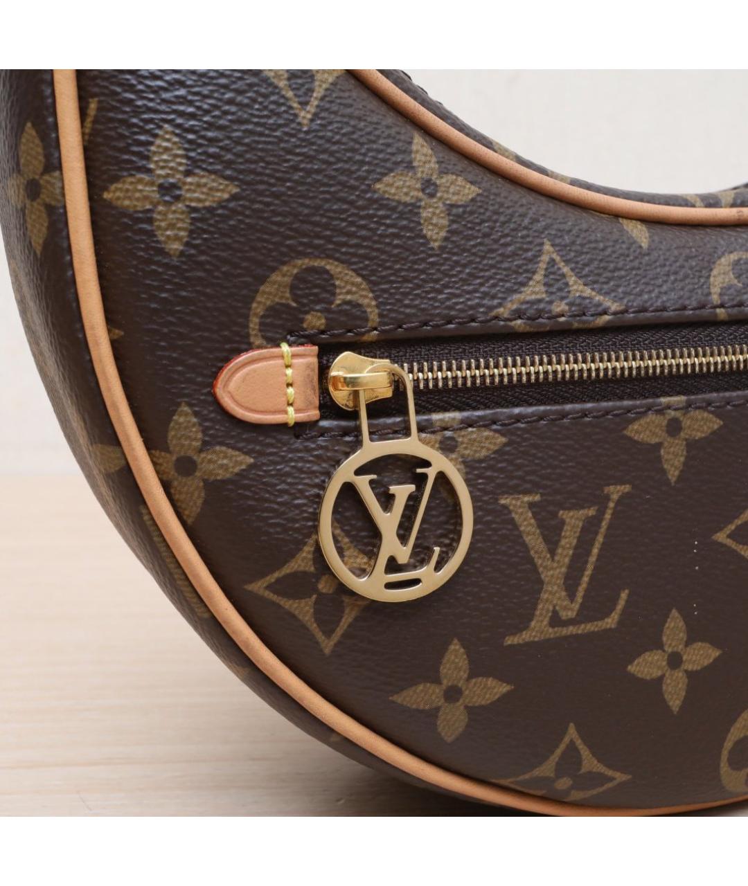 LOUIS VUITTON Коричневая кожаная сумка через плечо, фото 8