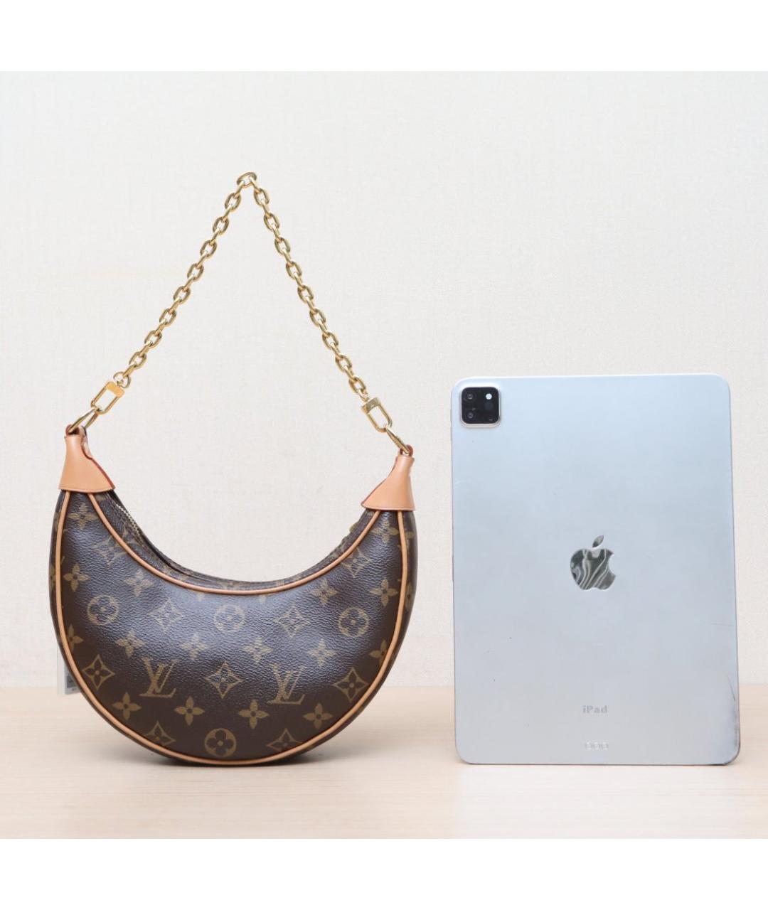 LOUIS VUITTON Коричневая кожаная сумка через плечо, фото 7