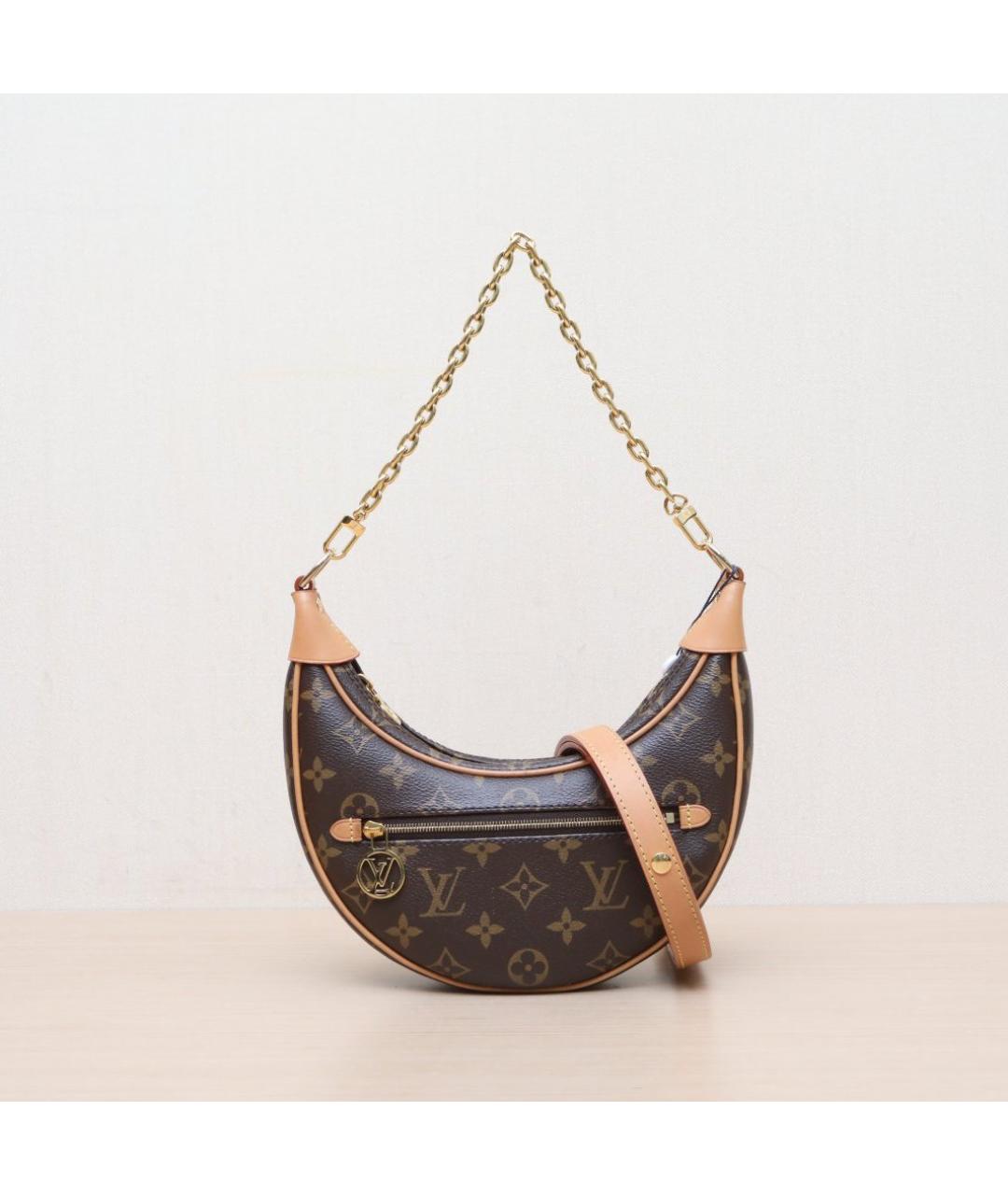 LOUIS VUITTON Коричневая кожаная сумка через плечо, фото 3