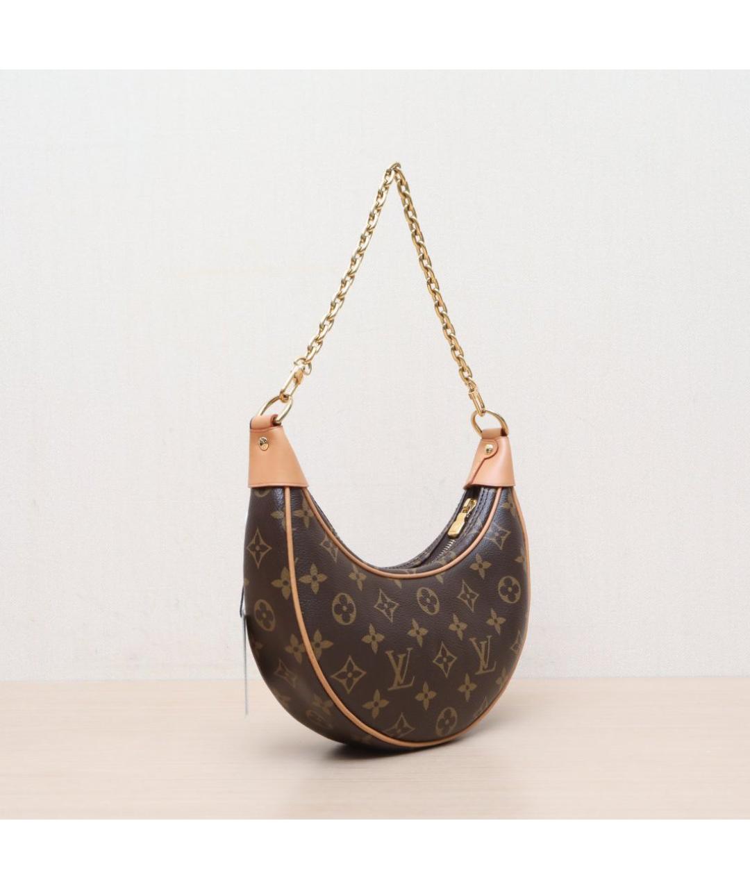 LOUIS VUITTON Коричневая кожаная сумка через плечо, фото 6