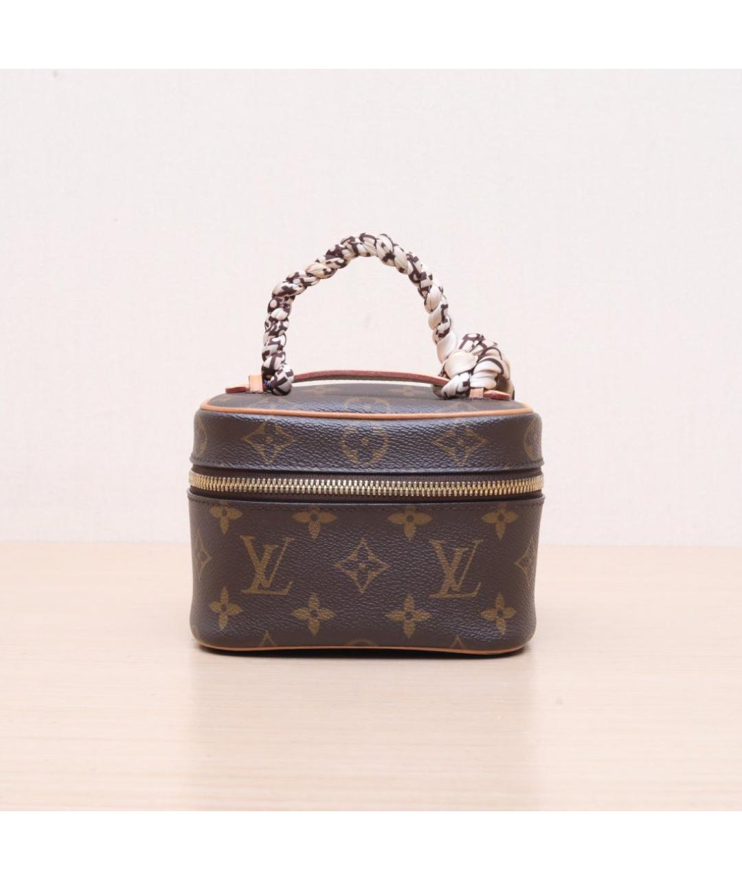 LOUIS VUITTON Коричневая кожаная косметичка, фото 3