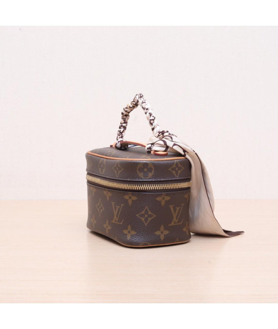 LOUIS VUITTON Коричневая кожаная косметичка, фото 4