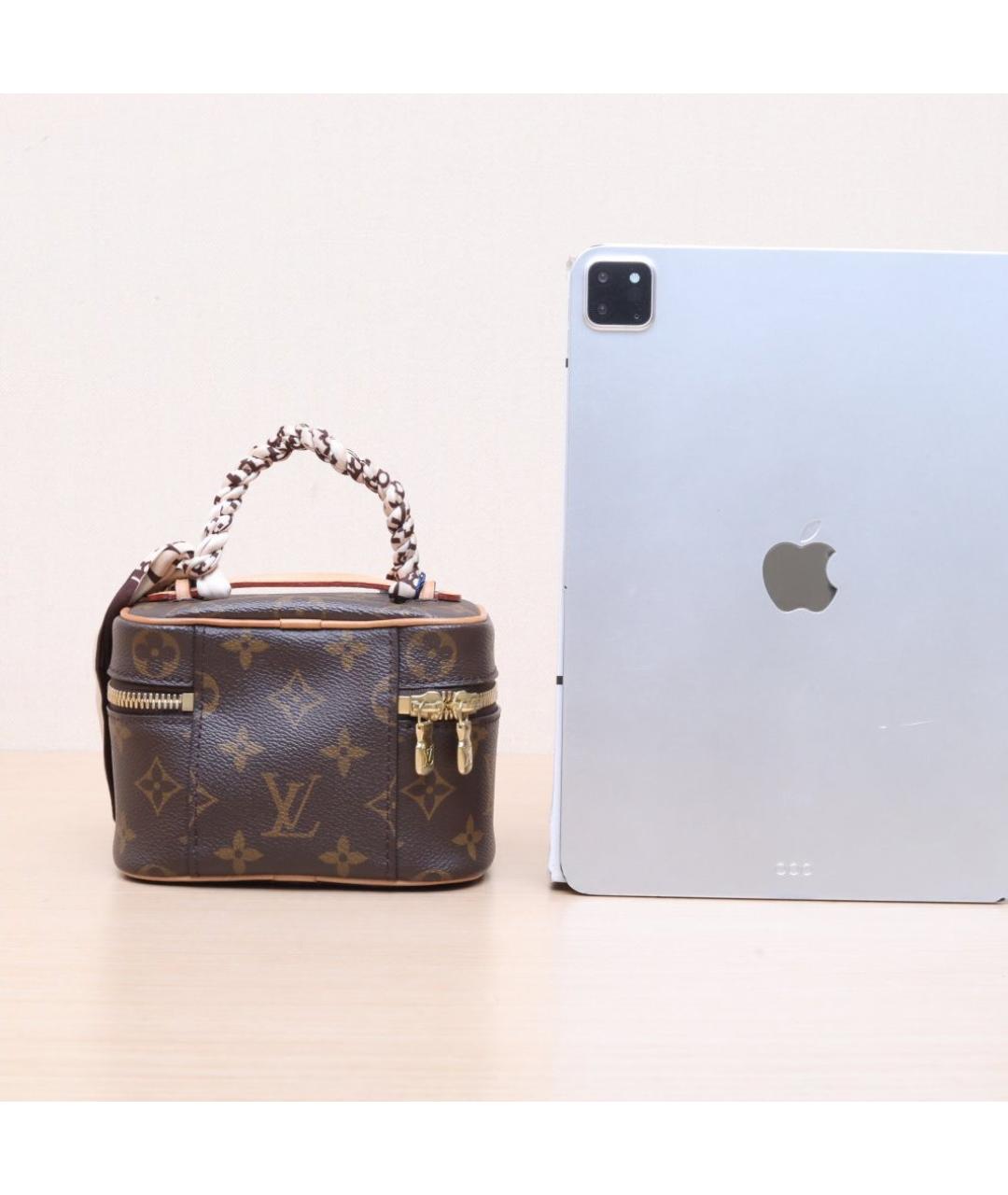 LOUIS VUITTON Коричневая кожаная косметичка, фото 7