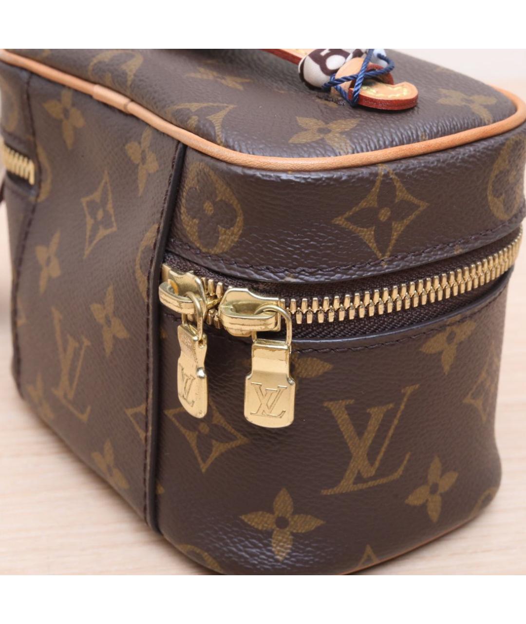 LOUIS VUITTON Коричневая кожаная косметичка, фото 8