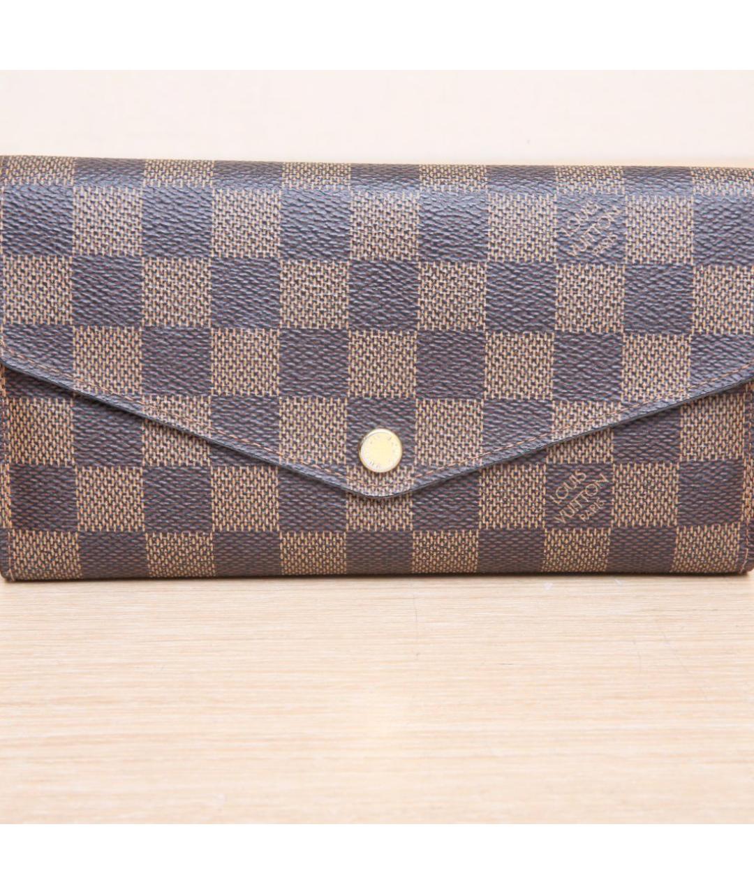 LOUIS VUITTON Коричневый кожаный кошелек, фото 8
