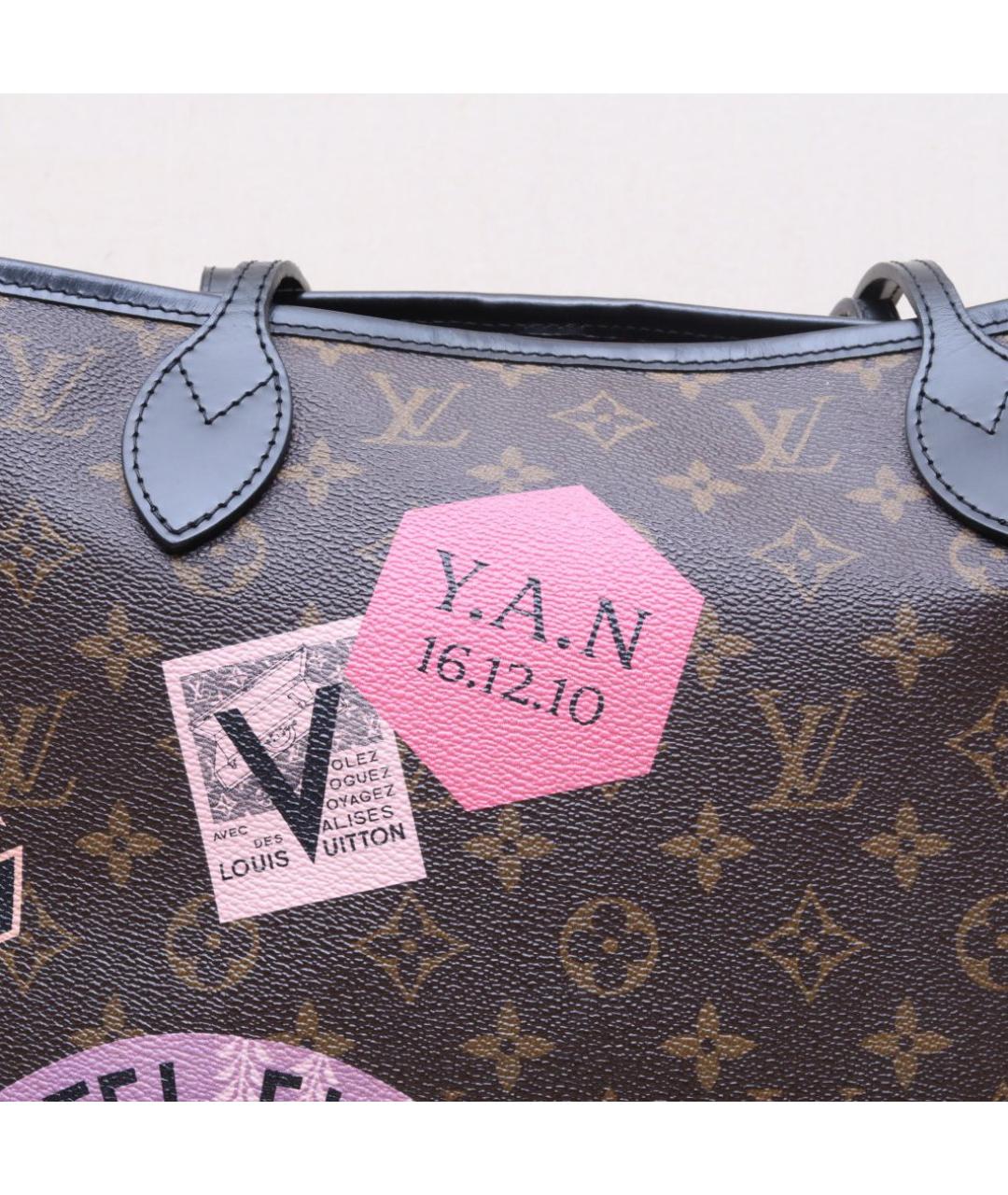 LOUIS VUITTON Коричневая кожаная сумка тоут, фото 8