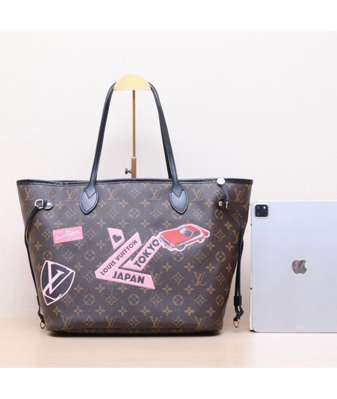 LOUIS VUITTON Коричневая кожаная сумка тоут, фото 7