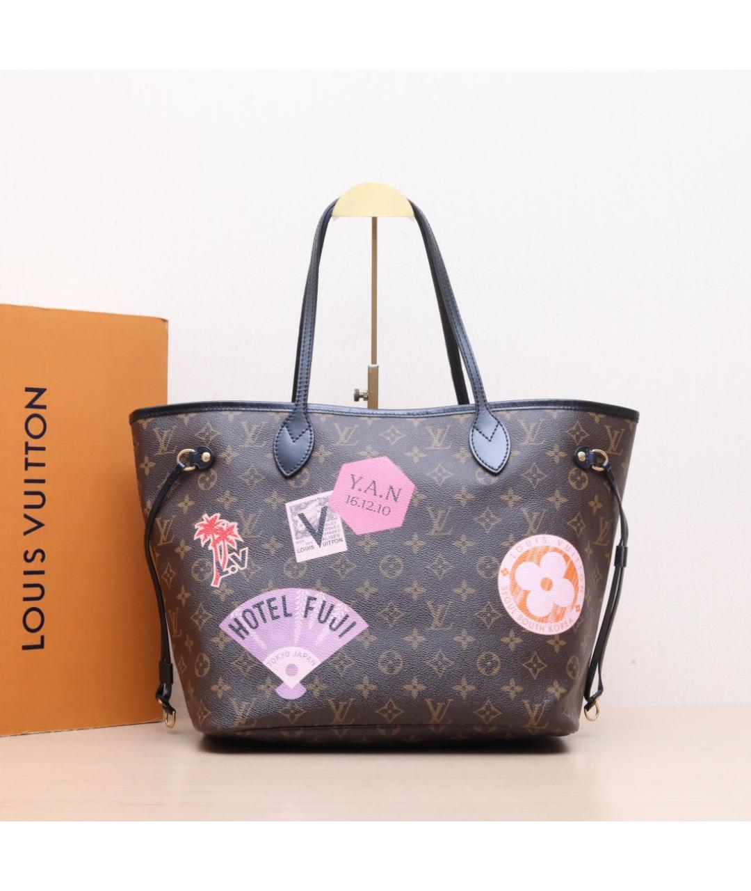 LOUIS VUITTON Коричневая кожаная сумка тоут, фото 2