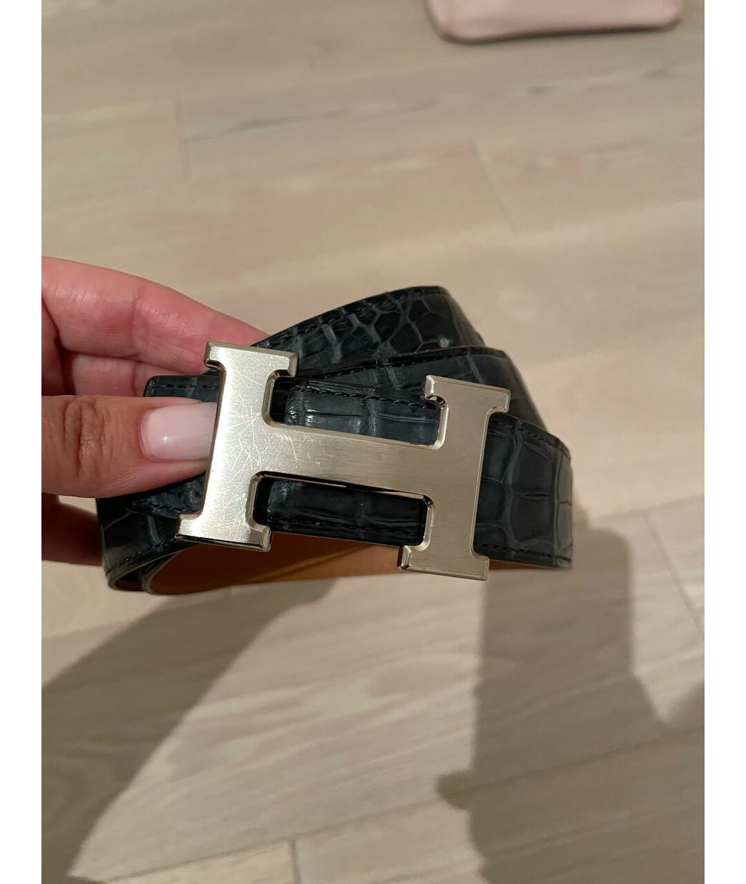 HERMES Синий ремень из экзотической кожи, фото 5