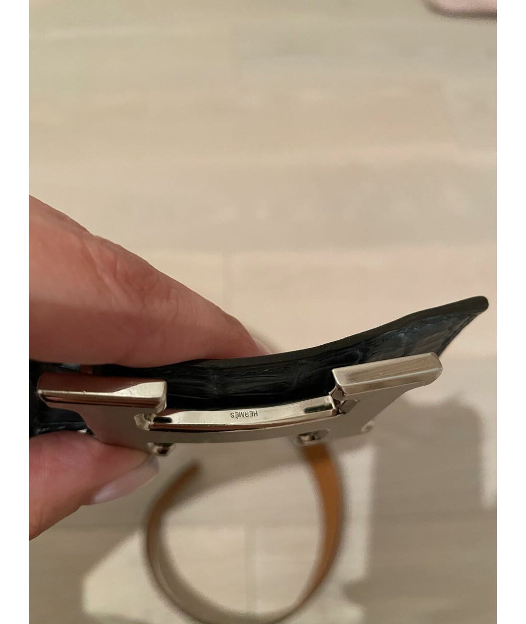 HERMES Синий ремень из экзотической кожи, фото 4