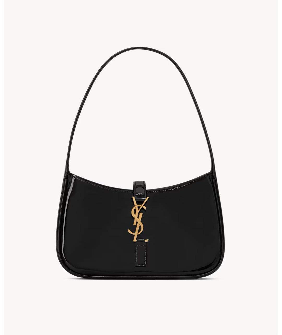 SAINT LAURENT Черная сумка с короткими ручками из лакированной кожи, фото 7