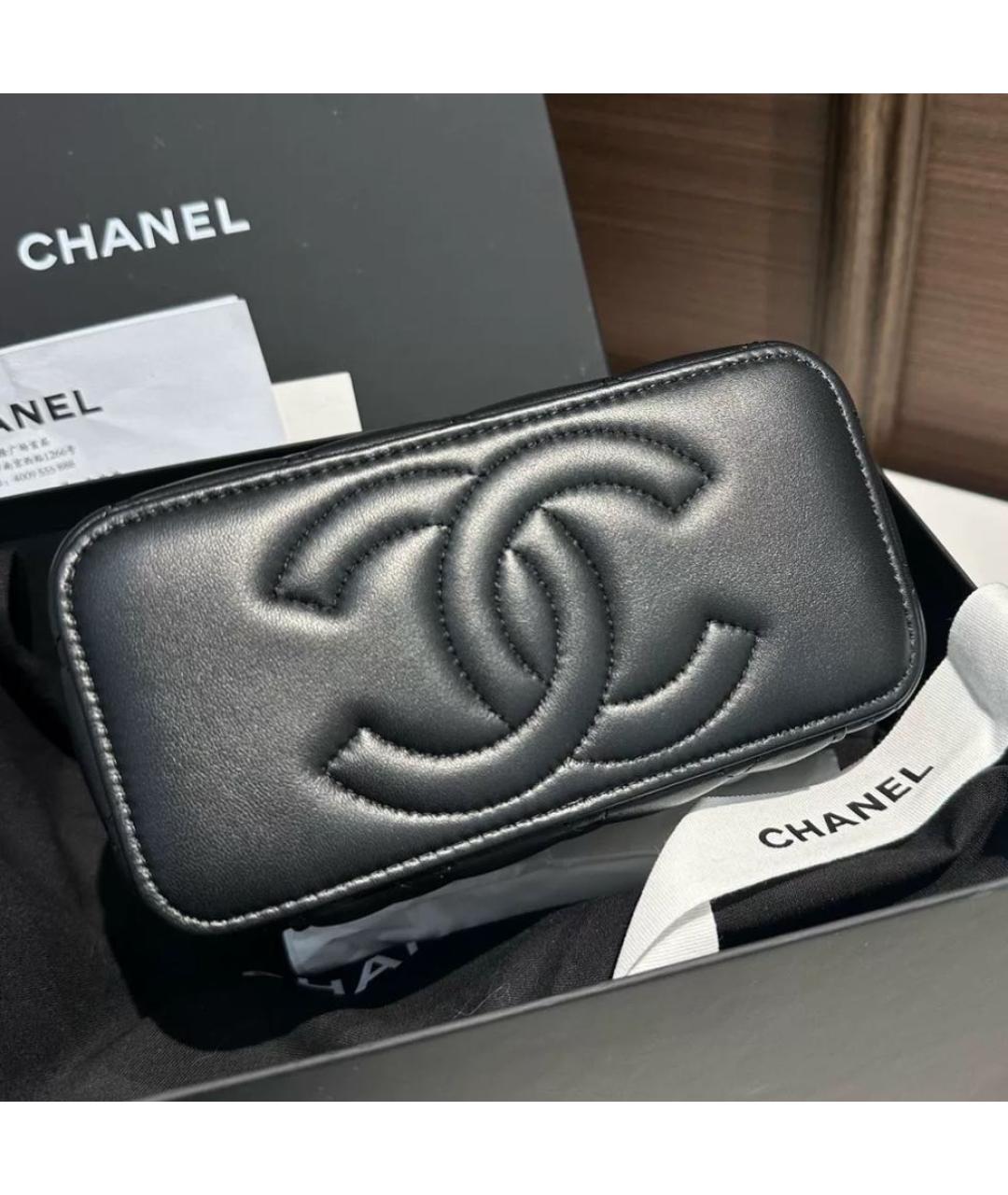 CHANEL Черная кожаная косметичка, фото 6