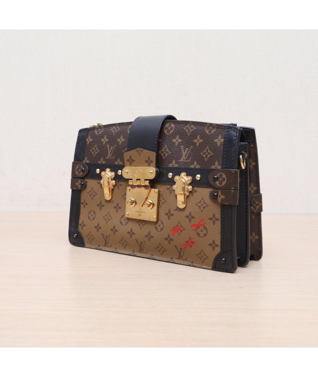 LOUIS VUITTON Коричневая кожаная сумка через плечо, фото 4