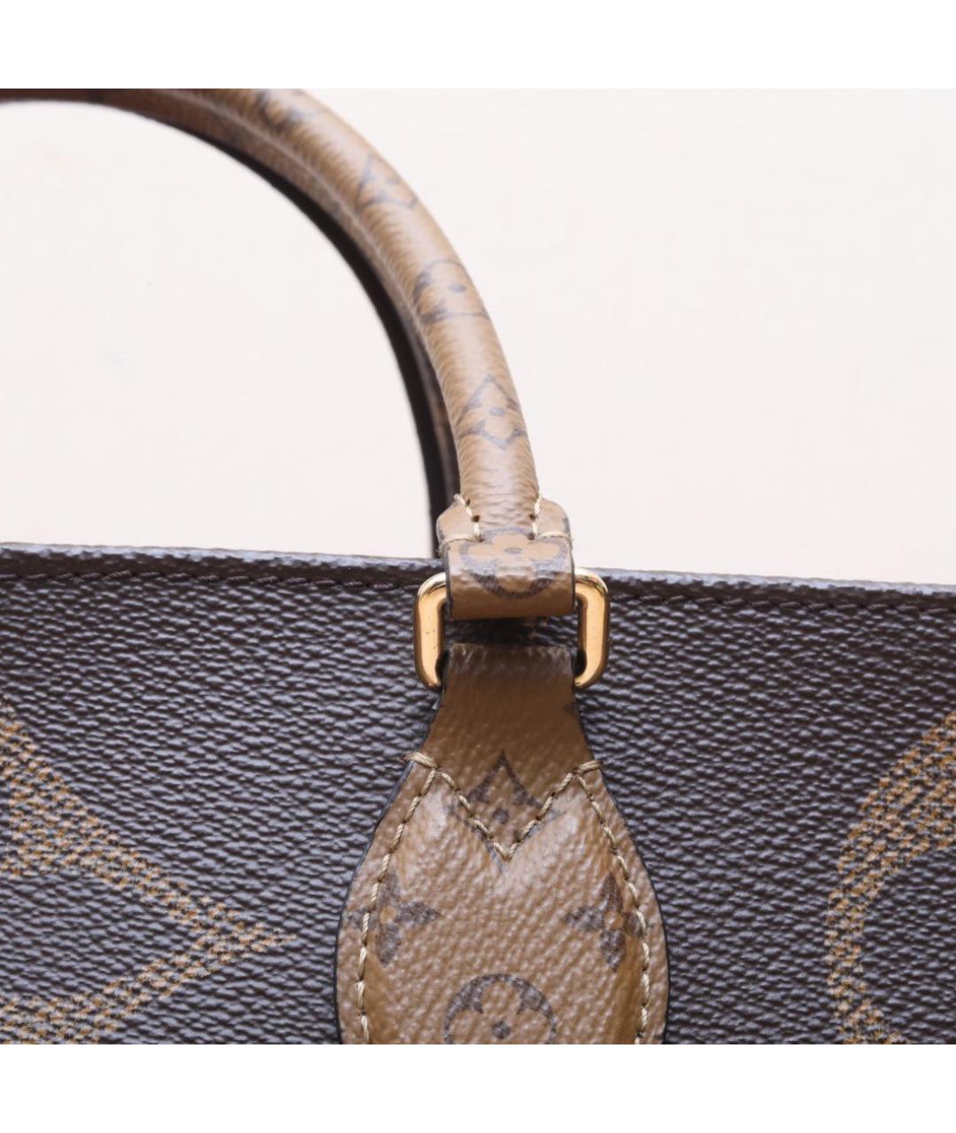 LOUIS VUITTON Коричневая кожаная сумка тоут, фото 8