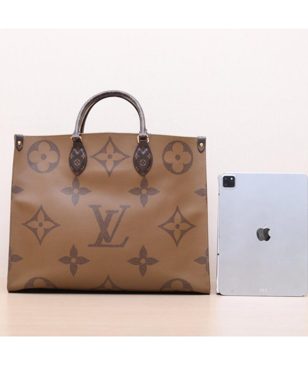 LOUIS VUITTON Коричневая кожаная сумка тоут, фото 7