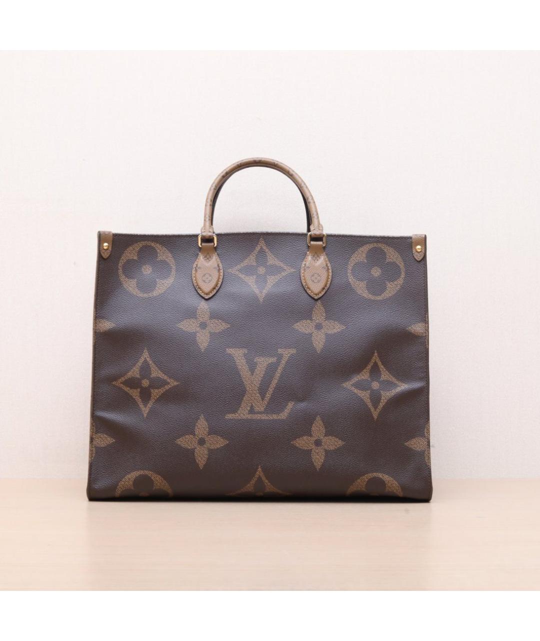 LOUIS VUITTON Коричневая кожаная сумка тоут, фото 3