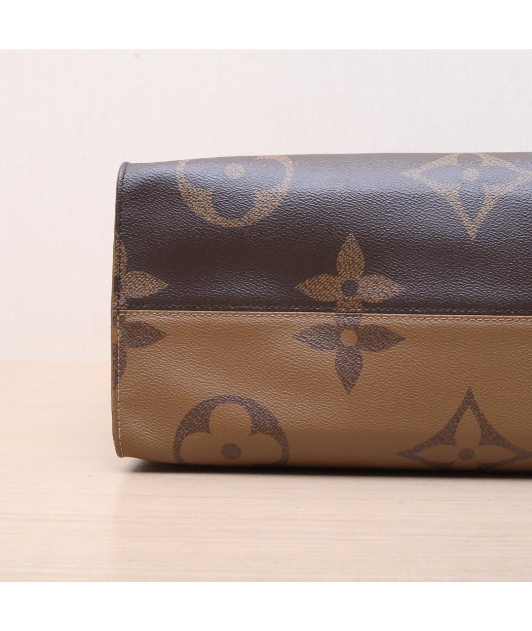 LOUIS VUITTON Коричневая кожаная сумка тоут, фото 9