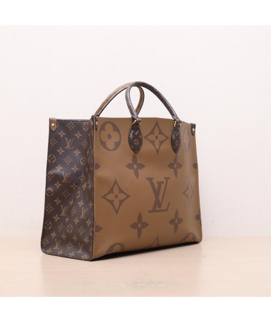 LOUIS VUITTON Коричневая кожаная сумка тоут, фото 6