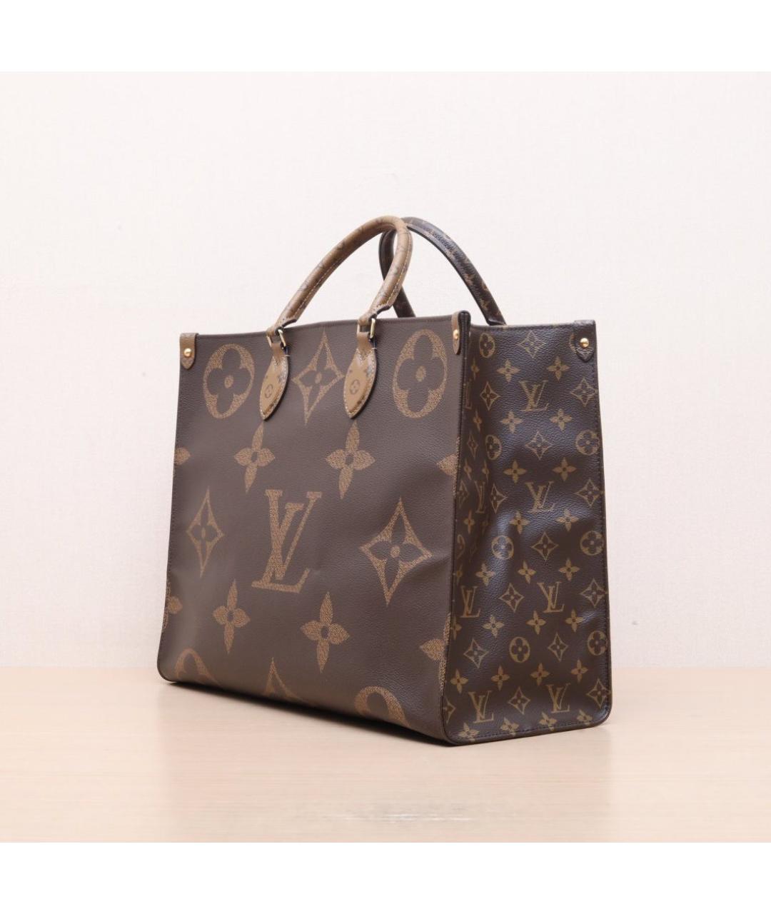 LOUIS VUITTON Коричневая кожаная сумка тоут, фото 4