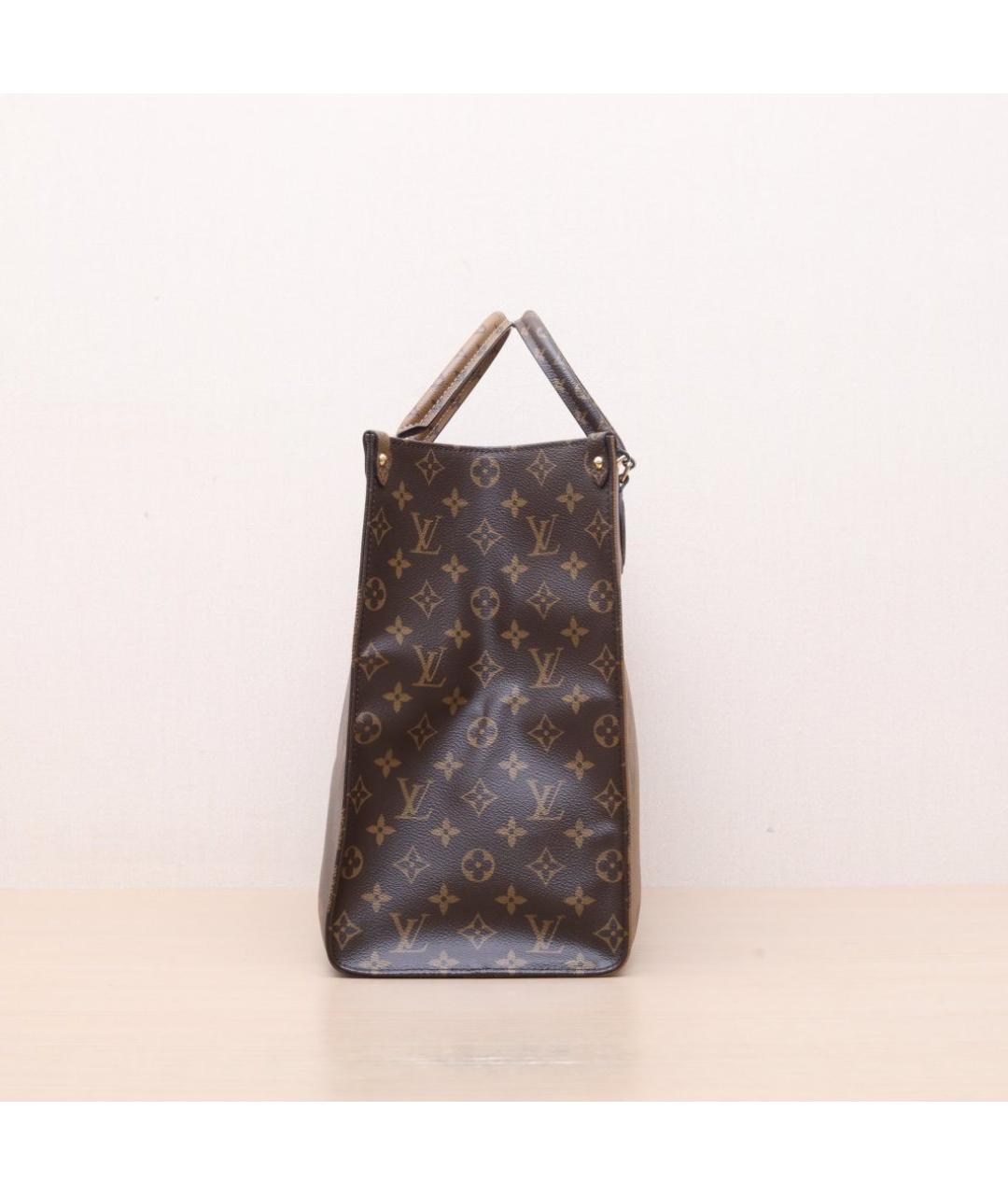LOUIS VUITTON Коричневая кожаная сумка тоут, фото 5