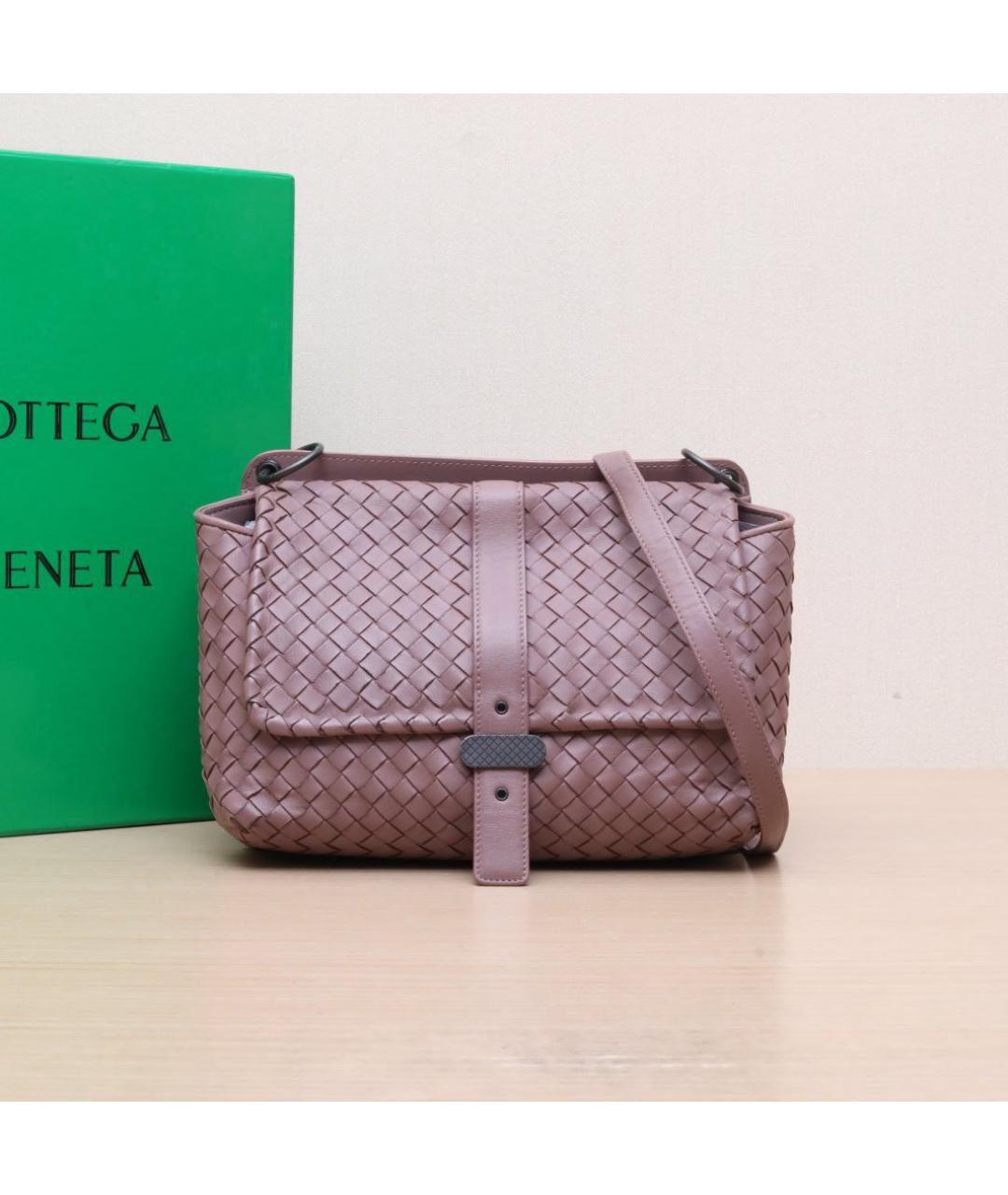 BOTTEGA VENETA Розовая кожаная сумка через плечо, фото 2