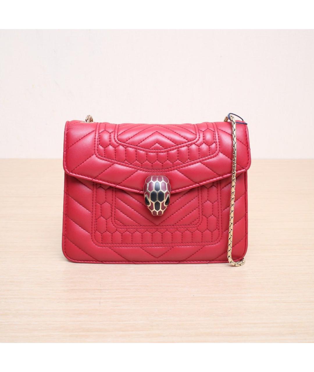 BVLGARI Красная кожаная сумка через плечо, фото 3